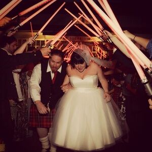 Custom Ivory Dolly Couture Manhattan Tea Length Wedding Dreas